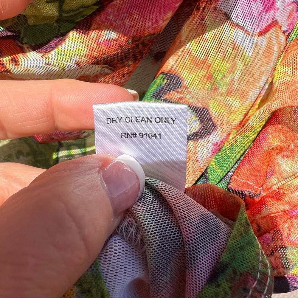 JULIETTE•COLORFUL SHEER DRAPING
BLOUSE.SIZE MEDIUM - Picture 11 of 14